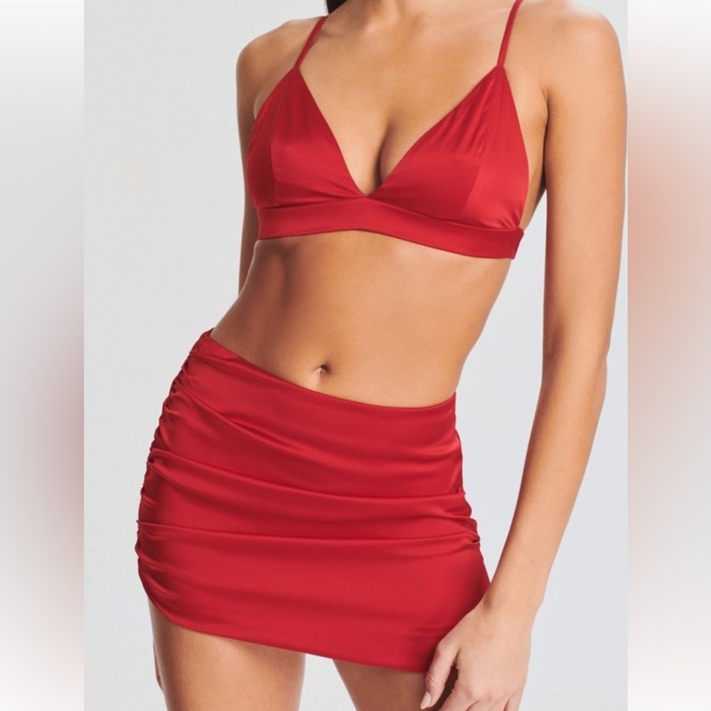 SER.O.YA Sapo red silk skirt